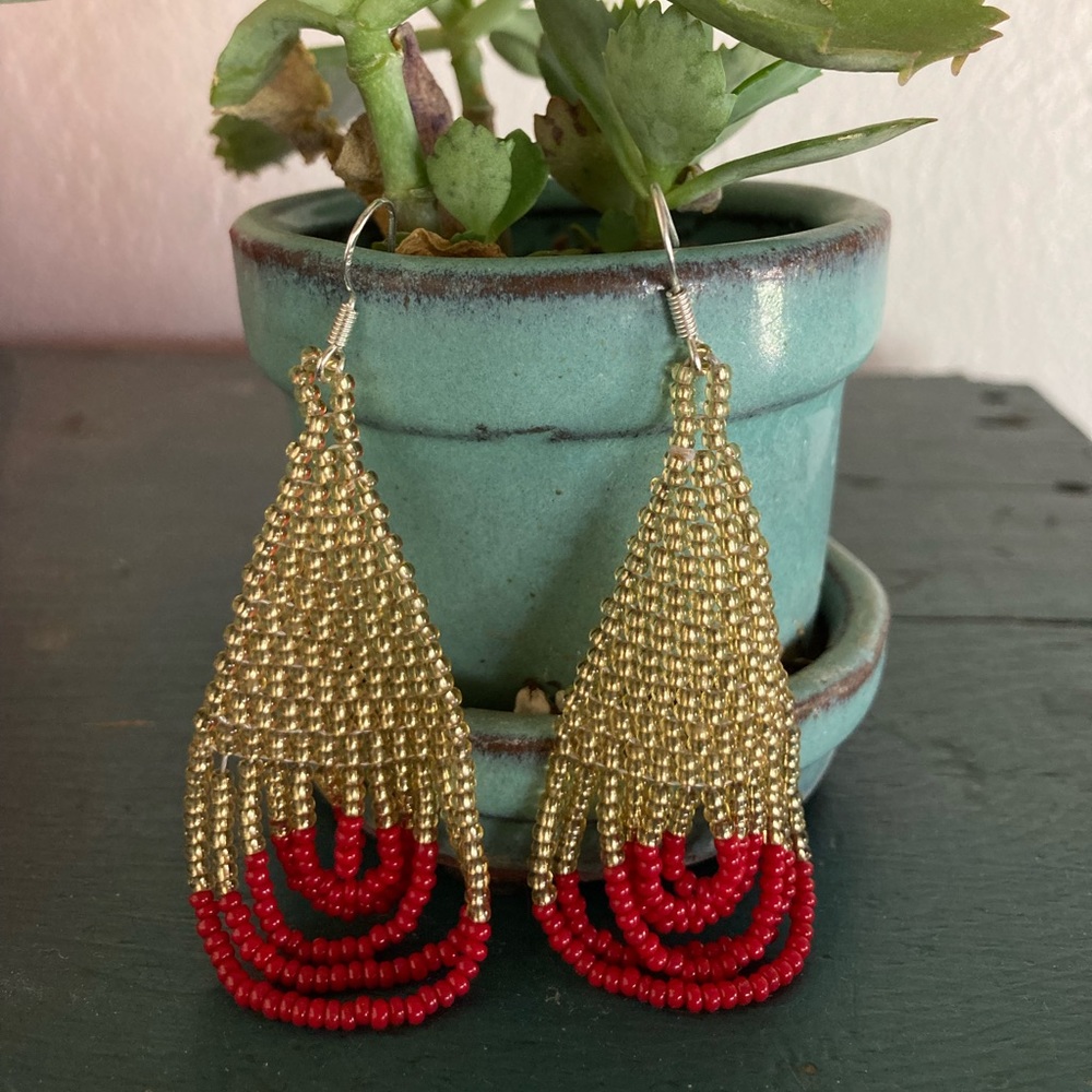 Handmade Beaded Drop Earrings